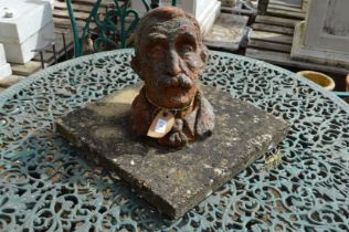 A terracotta bust of David Lloyd George found on the estate built on land donated by him in the