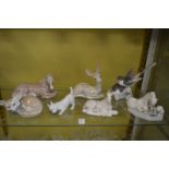 Lladro and other groups depicting animals and birds.