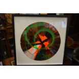 In the manner of Damien Hirst, spin picture circular, framed and glazed.