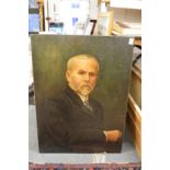 A bust length portrait of a gentleman with a beard, oil on board, unframed.