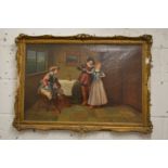 An interior scene with Cavaliers and a young lady, oil on canvas, signed Costa.