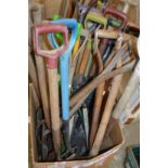 A quantity of spades, forks, shovels etc.