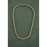 A rope twist necklace stamped 9ct. 30 grams