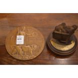 WWI death plaque for Joseph Martin Tibbles together with a mounted piece of HMS Invincible.