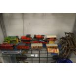 Tin plate trains, an old model tractor etc.