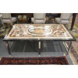 A very good Italian marble inlaid coffee table with chrome framed base.