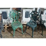 Two metal garden chairs.