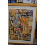 Alison Milner Gulland Abstract, oil on board, signed.