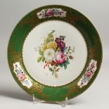 AN EARLY 19TH CENTURY PARIS PORCELAIN PLATE decorated in the workshop of Feuillet, with a large