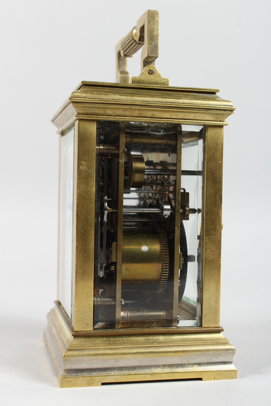 A GOOD BRASS CARRIAGE CLOCK with repeat action. 6ins high. - Image 9 of 11