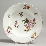 A GOOD MEISSEN PORCELAIN CIRCULAR DISH painted with flowers. 9.5ins diameter.