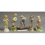 ROYAL WORCESTER FIGURES OF WEDNESDAY, THURSDAY AND SATURDAY, together with figures of June and