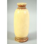 AN 18TH CENTURY CEYLONESE TURNED IVORY BOTTLE, the neck and foot rim with painted decoration, 16.5cm