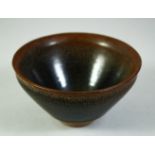 A CHINESE HARE'S FUR GLAZE POTTERY BOWL, 12.5cm diameter.