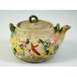 AN UNUSUAL CHINESE COLOURED YIXING TEAPOT, 12cm diameter.