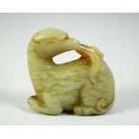 A CHINESE JADE CARVING of a mythological creature, 4.5cm long.