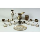 A LARGE COLLECTION OF IRAQI NIELLO SILVER PIECES, including a jug, a cylindrical lidded box,