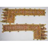 TWO SUZANI EMBROIDERED TEXTILE TENT PANELS, embroidered with floral decoration (2).