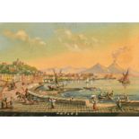 19th Century Neapolitan School, a collection of five views of the bay of Naples, watercolour,