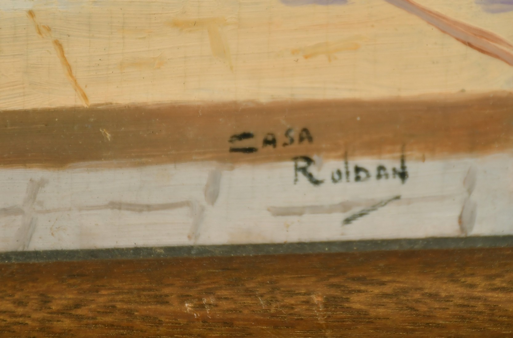 Enrique Roldan (19th Century) Spanish 'Patio de Banderas, Seville', oil on panel, signed inscription - Image 3 of 4