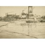 Leslie Moffat Ward (1888-1978) British, 'Low Tide, Hammersmith', etching, signed and inscribed in