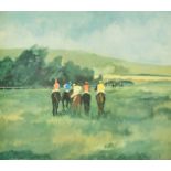 David Stileman (20th Century), a view of horses on a gallop, colour print, signed in pencil and