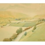 Alastair Dallas (1898-1983) Scottish, A view through a valley, watercolour, signed, 14" x 17.5".