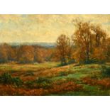 Frederick Golden Short (1863-1936) British, an extensive Autumn landscape with bracken, oil on