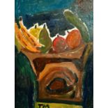 Jamie Moynahan (20th Century) a still life of fruit, acrylic on canvas, signed with initials, 19"