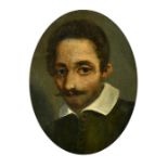 19th Century, possibly Spanish School, a miniature portrait of a gentleman, oil, 4.25" x 3.25"