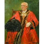 R. Harland (20th Century) Portrait of Cllr C.W. Frid, Mayor of Rochester 1968-1969, oil on board,