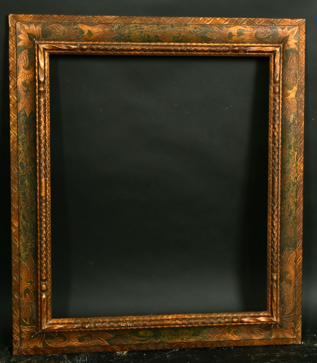 A Spanish incised frame, rebate size 18" x 22", (46 x 56 cm). - Image 2 of 2