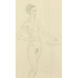 Kanwaldeep Singh Kang, signed Nicks (1964-2007) British, a pencil study of a standing female nude