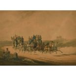 'Halfway' and 'The Opposition Coaches', a pair of 19th Century prints of coaching scenes, 11" x 14.