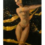 Kanwaldeep Singh Kang, signed Nicks (1964-2007) British, a dancing female nude surrounded by gold