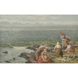 James Charles Morrison (1846-1909) British, a scene of cockle pickers by the open sea, oil on