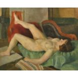 Geoffrey Underwood (1927-2000) British, a female nude reclining on a chaise, oil on canvas, signed