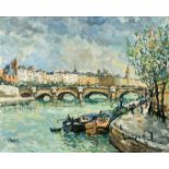 Robert L. P. Lavoine (1916-1999) a view of the Pont Neuf, oil on canvas, signed and also inscribed