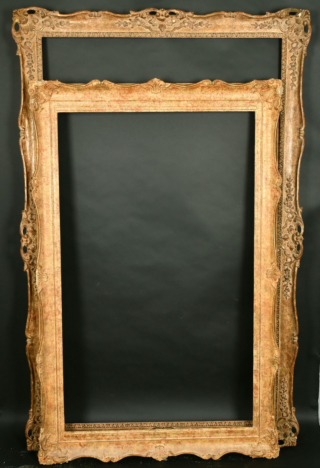 An early 20th Century swept frame, rebate size 36" x 60", along with a similar frame, 30" x 50", - Image 2 of 2