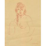 Stella Steyn (1907-1987) Irish, a conte study of a seated female nude, signed, 10.5" x 8.5",