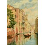 G. Johnson, Circa 1911, Figures on a Venetian Gondolier, watercolour, signed and dated, 10" x 7".