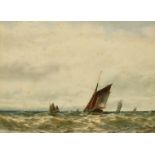 Attributed to Thomas Bush Hardy (1842-1897) British, Fishing boats offshore, watercolour,