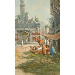 Y. Gianni (circa 1900) Italian, 'At the Bazaar', watercolour, 19" x 12".