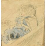 Hubert Williams (1905-1989) British, a watercolour and pencil study of a young boy resting, signed