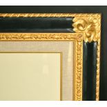 A 20th Century ebonized and gilt frame with linen mount made to house a work on paper, would fit 18"