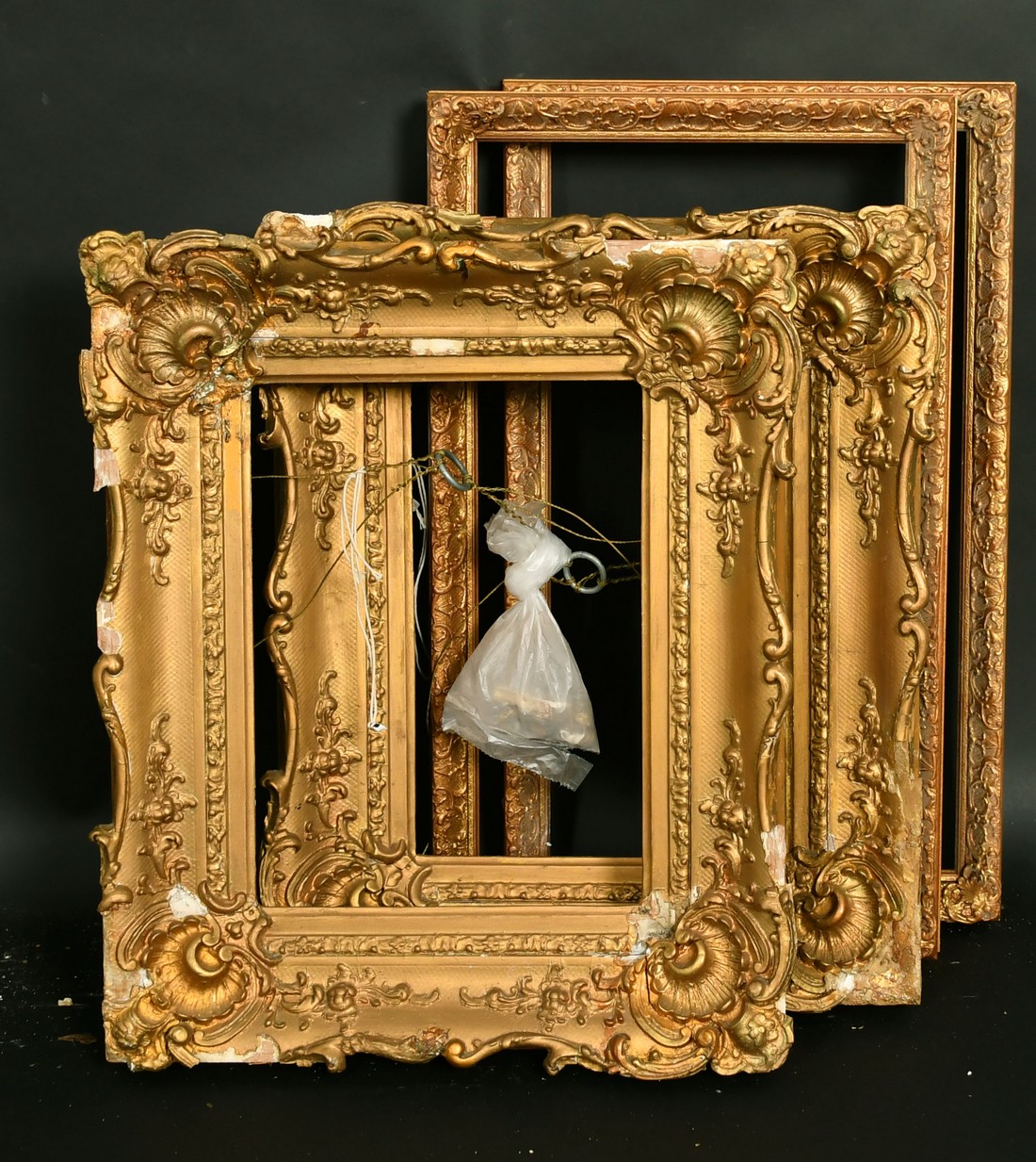 A pair of 19th century gilt composition frames, 9 x 12" (A/F), along with a pair of 20th Century - Image 2 of 2