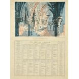 After John Piper, The Oxford Almanac 1956, lithograph and letter press, 30" x 22".