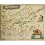 'Namurcum Comitatus Auctore Iohann Surhonio', after Blaeu, a 17th Century outline coloured map,