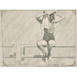 Dexter Brown (b. 1942) British, 'Hyde Park', a pencil sketch of a female figure in a bathing suit,