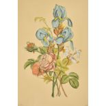 After Jean-Louis Prevost, a hand-coloured engraving of a spray of flowers, 16" x 11", mounted, (